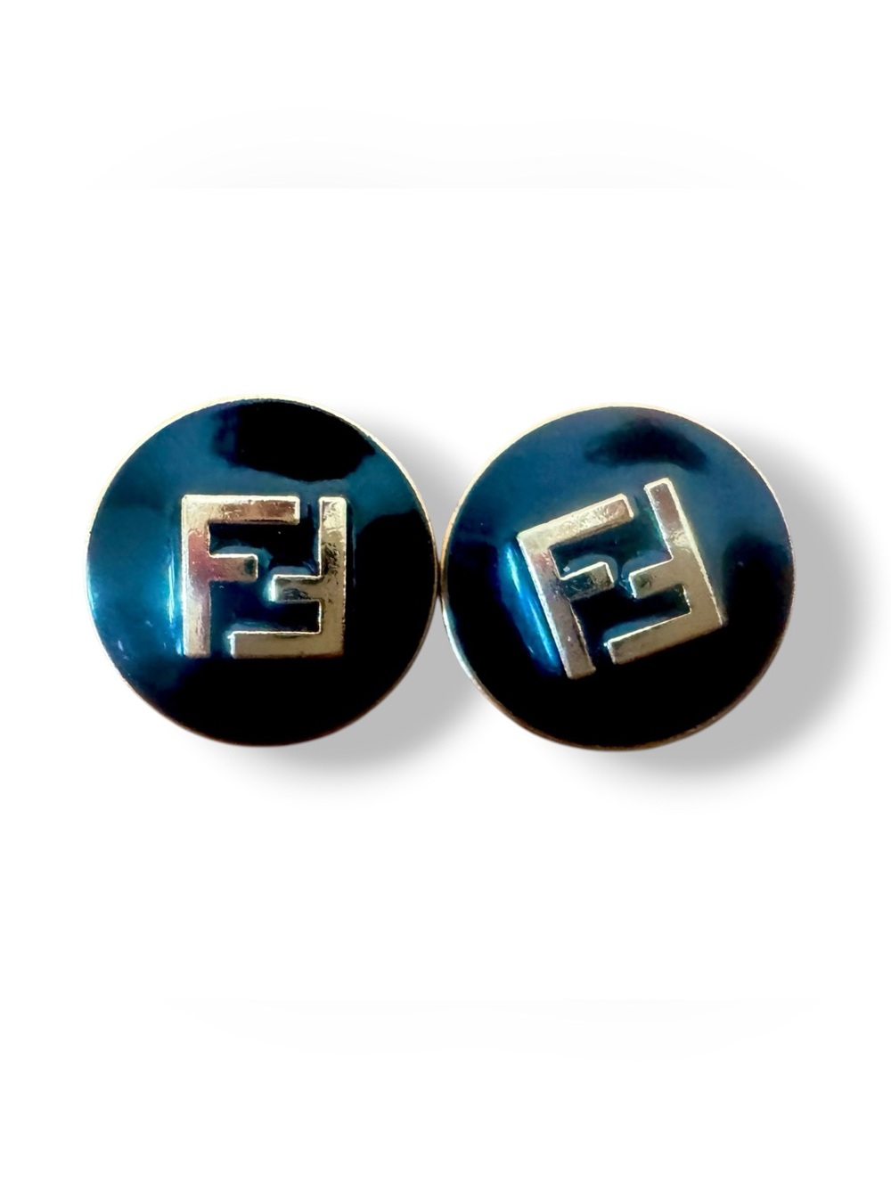 FENDI: Button Style Stud Earrings- Repurposed
